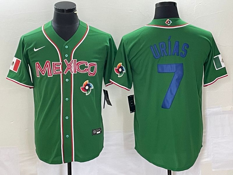 Men 2023 World Cub Mexico #7 Urias Green blue Nike MLB Jersey